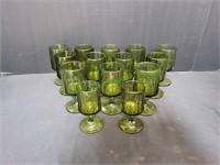 (14) Vintage Mid-Century Green Goblets