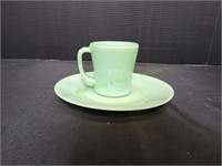 Vintage Fire King Light Green Coffee Cup/8" Plate