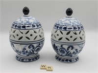 PAIR OF BOMBAY COMPANY COVERED DISHES
