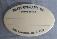 1927 Willy's Overland Pin Inc Detroit Branch