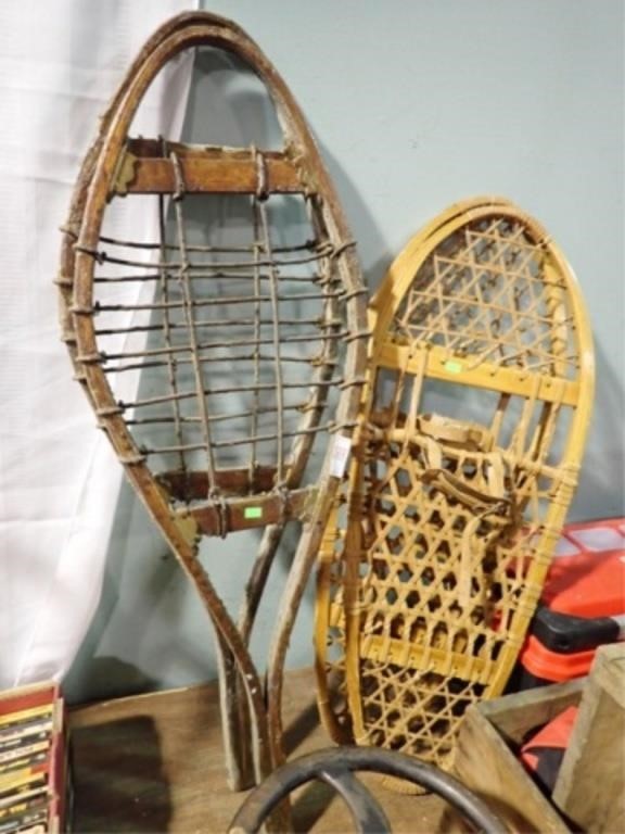 2 PAIRS SNOWSHOES, 1 W/ UNUSUAL METAL TREADS