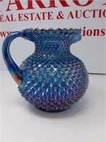 Hobnail blue opalescent pitcher