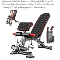NEW Adjustable Weight Bench, Black & Red