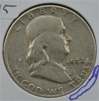 1954 D Silver Franklin Half Dollar