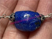 New Sterling silver blue lapis rock 16in necklace