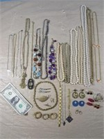 Various Necklaces, Earrings, Pins