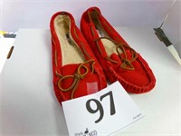 RED LEATHER MOCCASINS SIZE 8