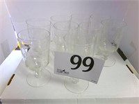 9 ETCHED WINE GLASSES
