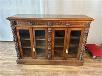 Antique Victorian Carved Breakfront Bookcase