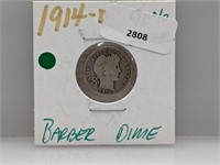 1914-D 90% Silv Barber Dime