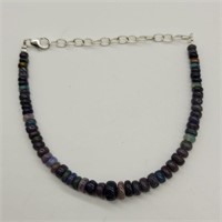 8" 925 SILVER W DARK OPAL BEADS BRACELET