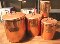 4 Copper Plated Food Canisters