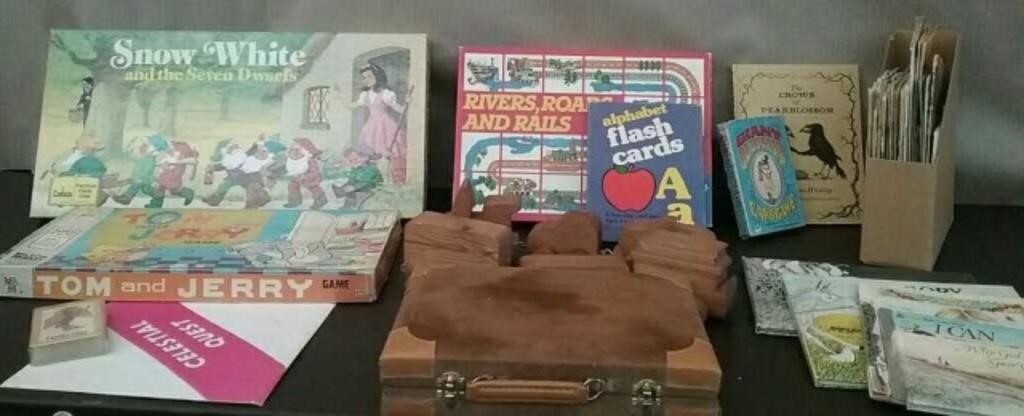 Box-Vintage 1970's Board Games, Books, Flash