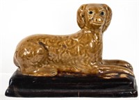 Stoneware Reclining Dog Figure