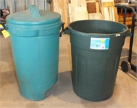 RUBBERMAID GARBAGE CAN & 32 GAL TRASH CONTAINER