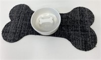 Dog Bone Shaped Mat & Ceramic Bowl