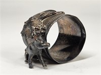 ANTIQUE SILVERPLATE DOG NAPKIN RING