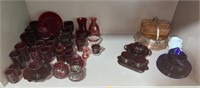 Ruby Red Glass - Vintage EAPG Dishes, Cups.