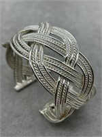 Fine Sterling Silver Woven Style Cuff Bracelet