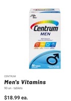 CENTRUM Men's Vitamins. 90 un - tablets exp