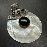 Sterling Silver Pearloid Disk Pendant