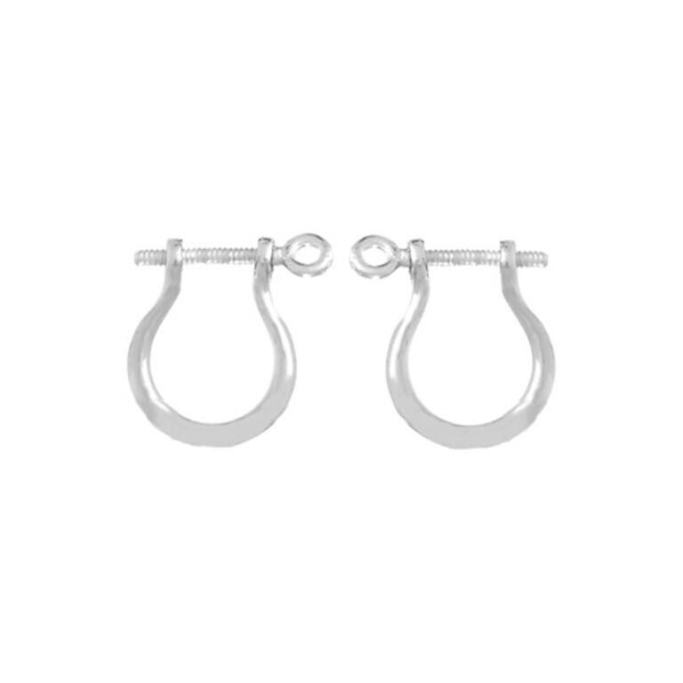 Sterling Rhodium-plated Silver Screw Earrings