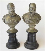 Pair of bronzed spelter busts of generals,