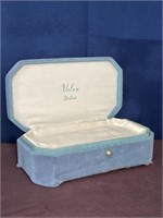 Vintage blue jewelry box Velva