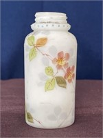 Small satin white jar painted flowers