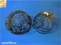 six black wire metal hanging baskets