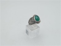 Green JAde Color Stone Sterling Silver Ring