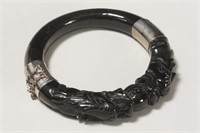 Ladies Chinese Jade Hinged Bangle,