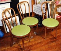 3 Curved Wood Bench Chairs