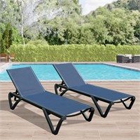 Domi Outdoor Chaise Lounge  Adjustable  Navy