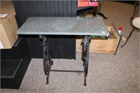 Marble Top Table w/ Antique Sewing Machine Base