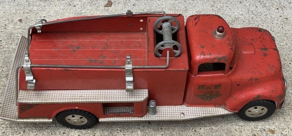 Vintage Metal Fire Truck Toy