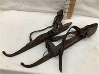 Early Ice Skates, Wood/Cast Iron/Leather