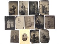 13 Tintype Photos Portraits Women, Boys, Children+