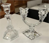 2-CRYSTAL GLASS CANDLE STICKS