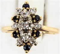 Jewelry 14k Gold Sapphire & Diamond Cocktail Ring