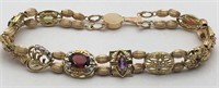 10k Gold And Misc. Colored Stone Bracelet