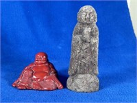 Asian Stone Carving & Cinnabar Budda