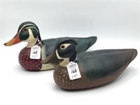 Pair of Unknown Decorative Wood Ducks-1960's