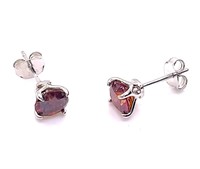 925S 1.0ct Garnet Moissanite Earrings