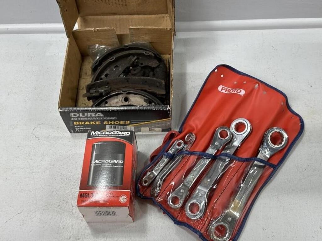 Brake Shoes, Oil Filter, Ratcheting Wrench Set