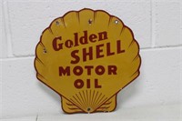 Golden Shell Motot Oil Porcelain Sign 12x12