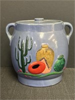 Blue Stoneware Crock Cookie Jar