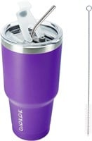 30oz SSteel Tumbler With Lid And Straw: Purple