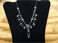 1990'S Black & Silver Necklace & Earrings Set NOS