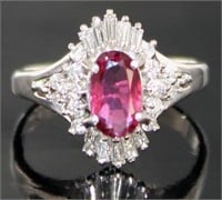 Platinum 1.36 ct Natural Ruby & Diamond Ring